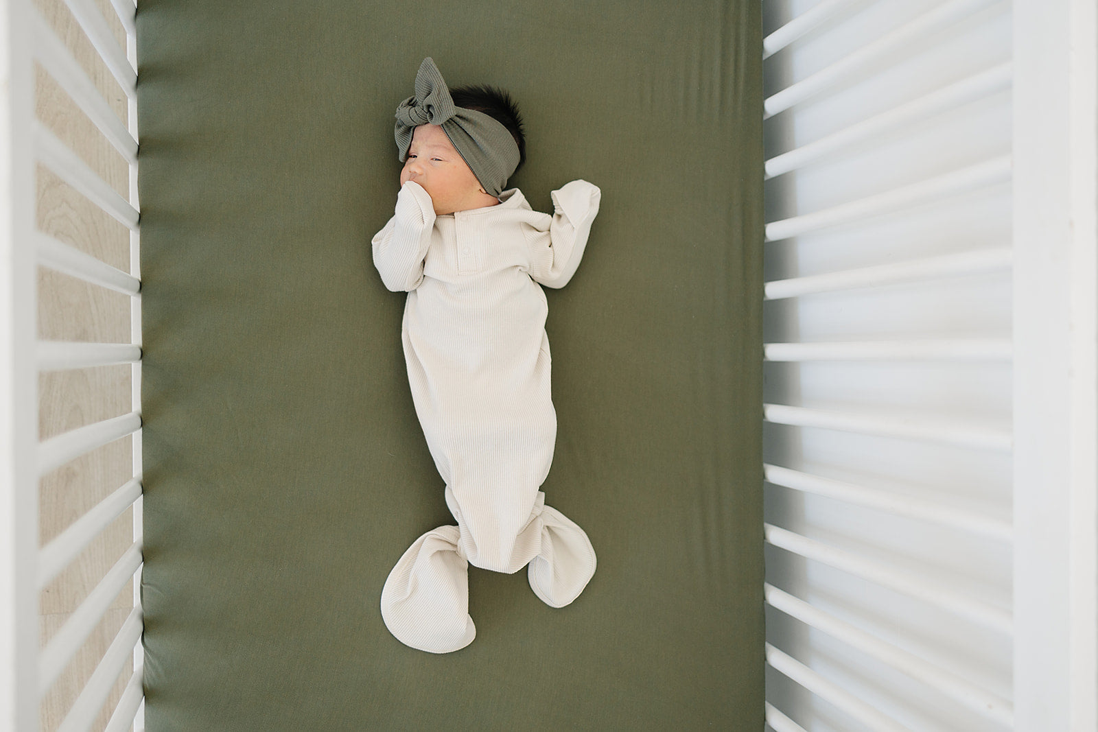 Olive Bamboo Stretch Crib Sheet