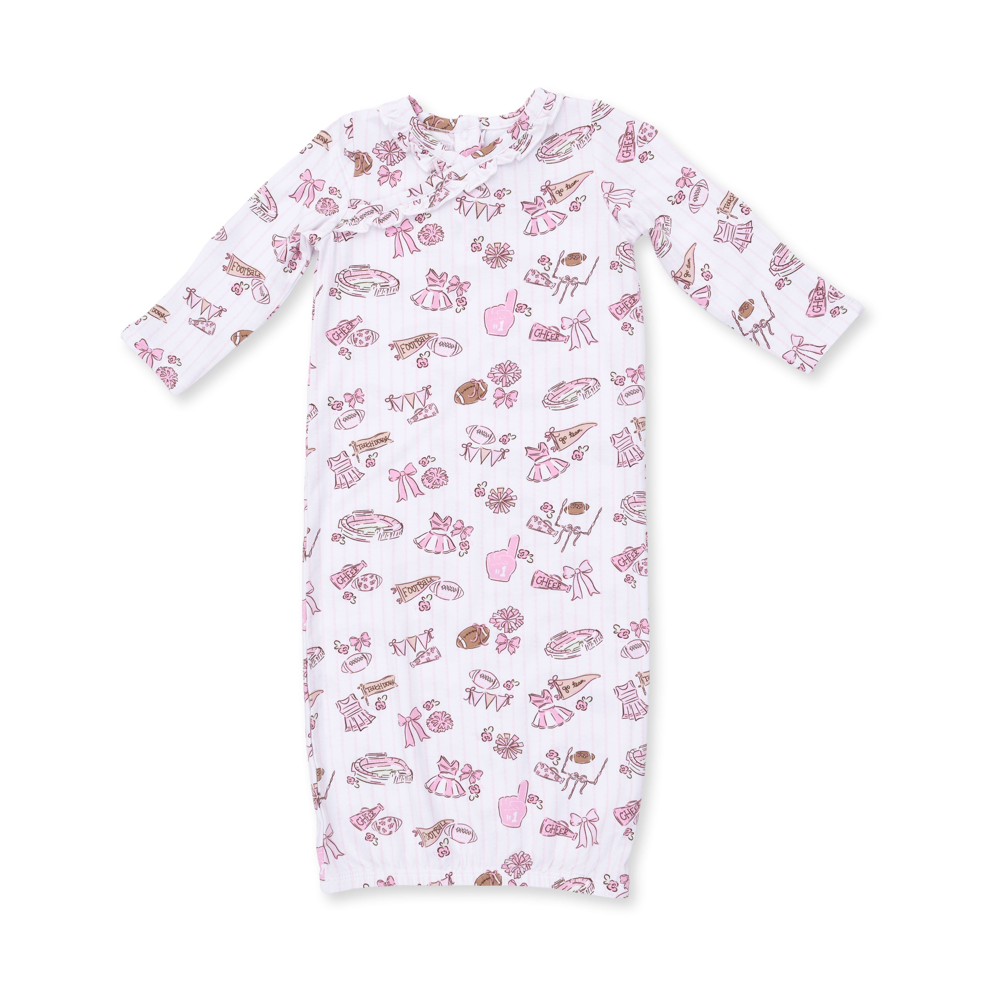 Football Cheer Nursery - Kimono Gown and Ruffle Knotted Hat