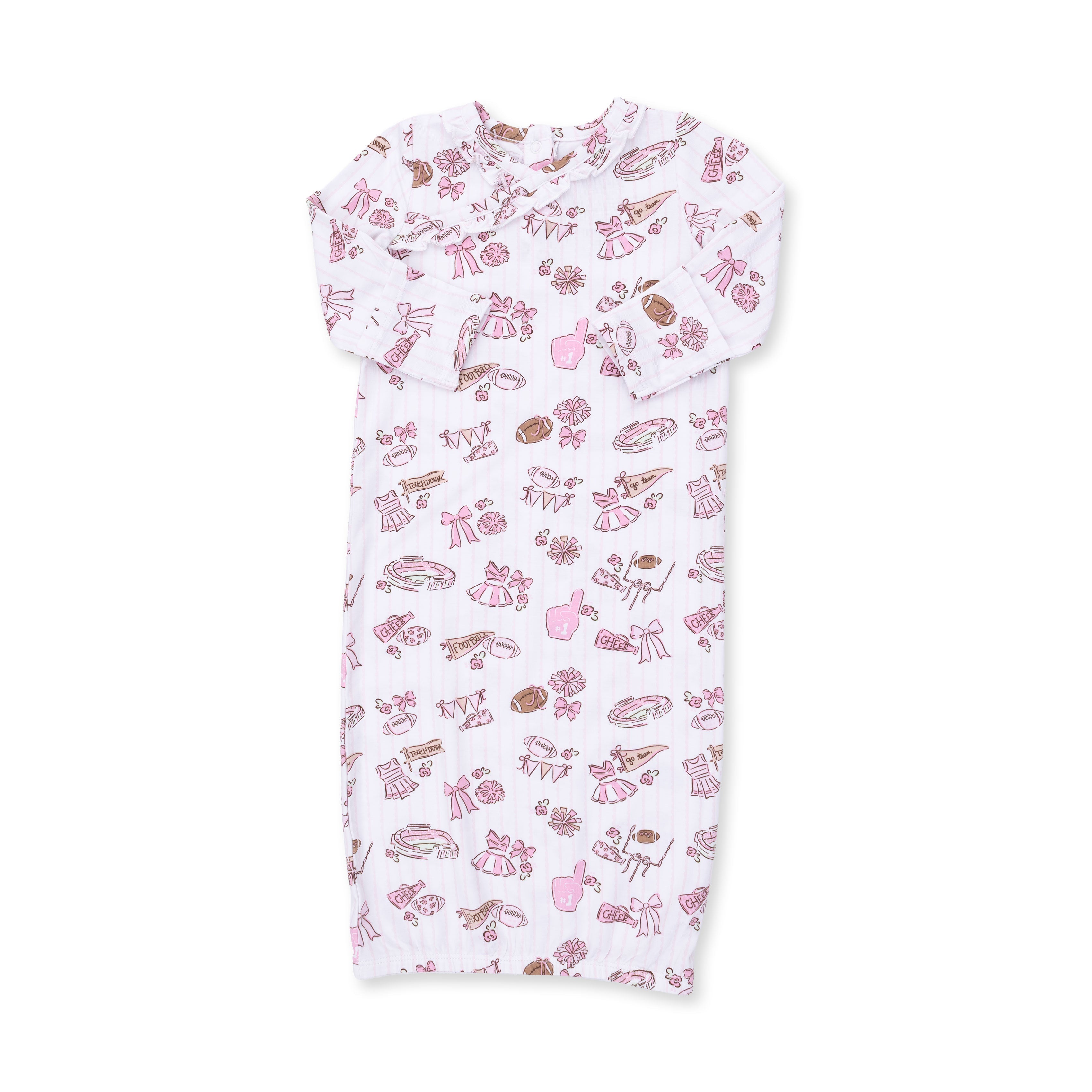 Football Cheer Nursery - Kimono Gown and Ruffle Knotted Hat