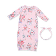 Painterly Rose Bouquets - Kimono Gown and Knot Headband