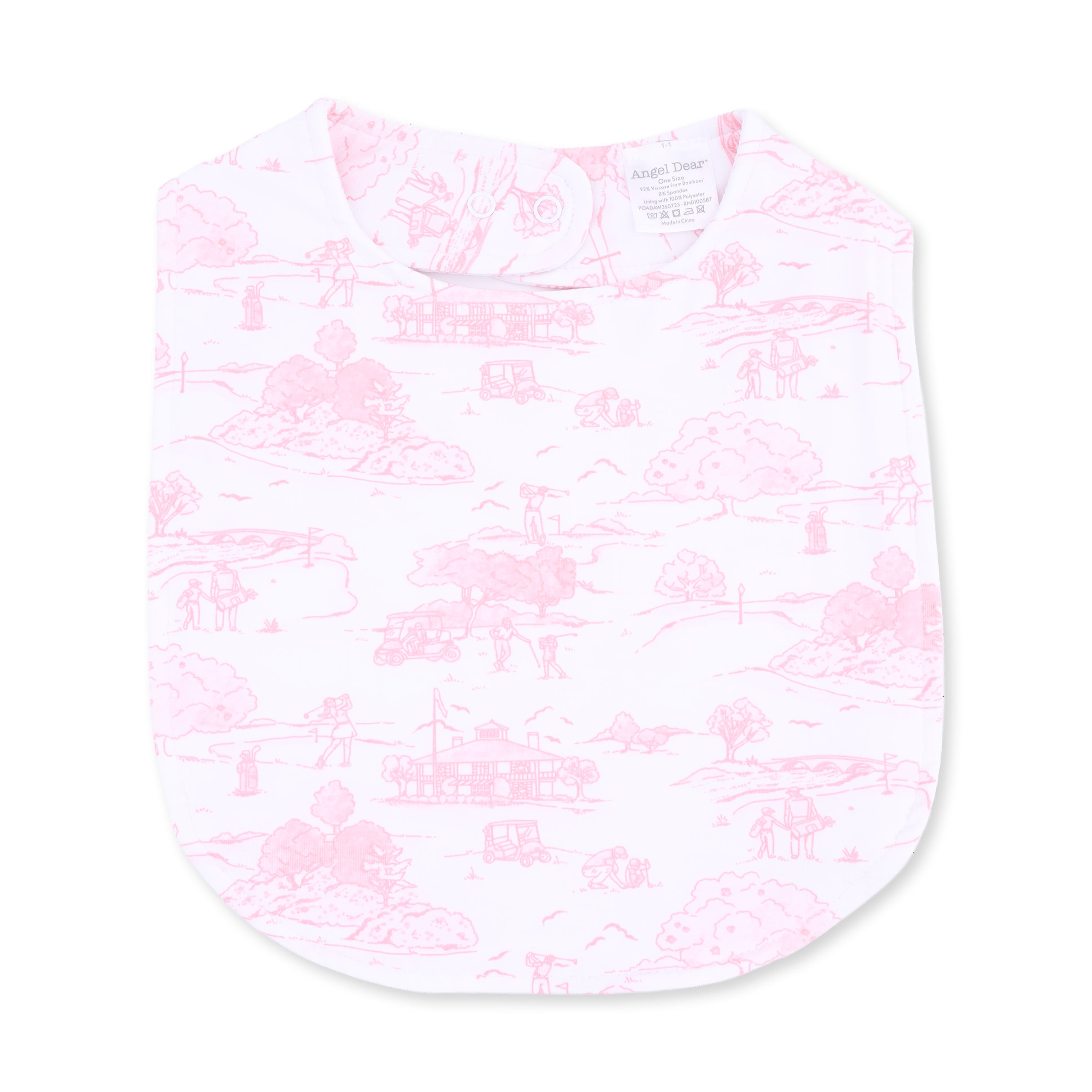 Golf Toile Pink - Feeding Bib