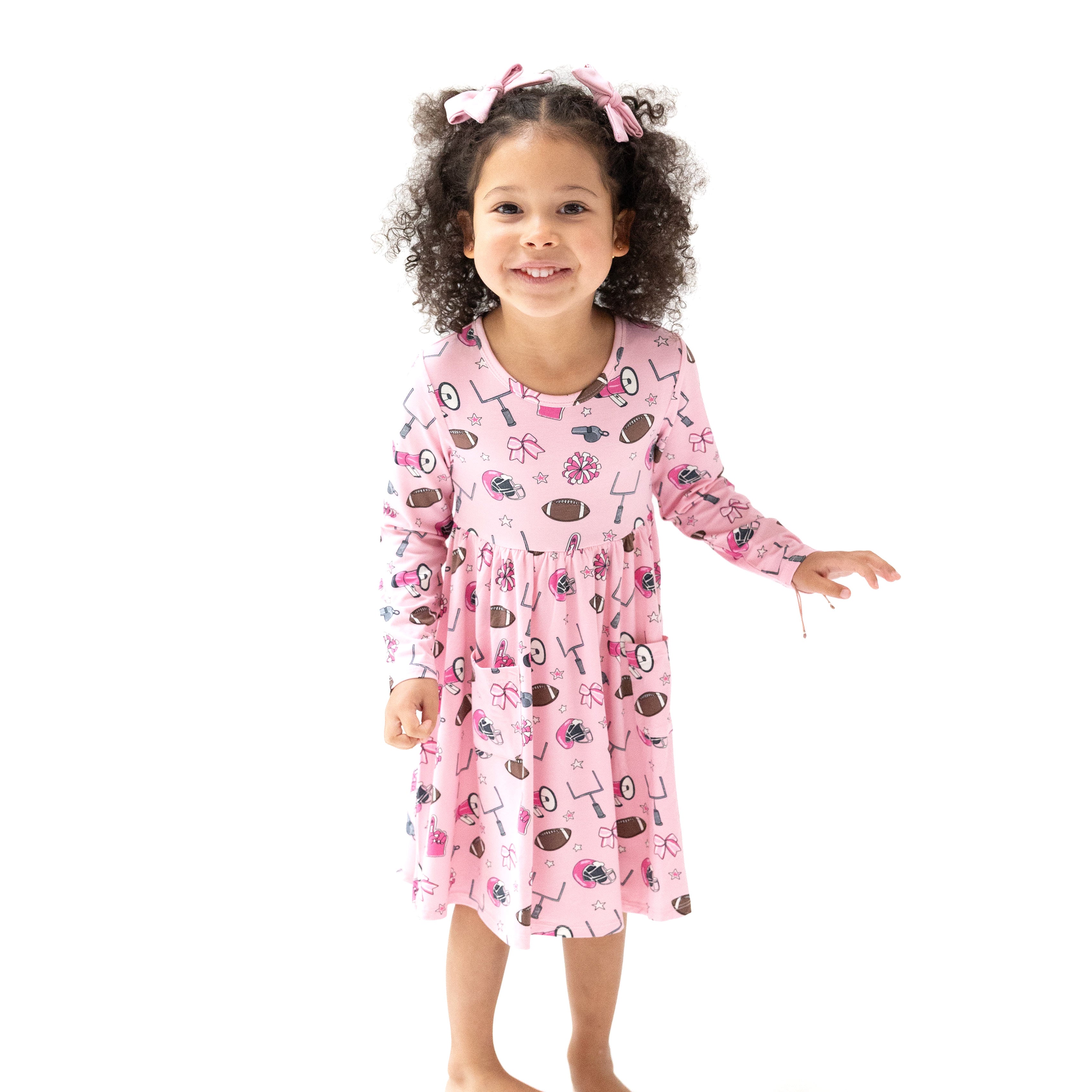 Game Day - Pink - Twirly Long Sleeve Dress