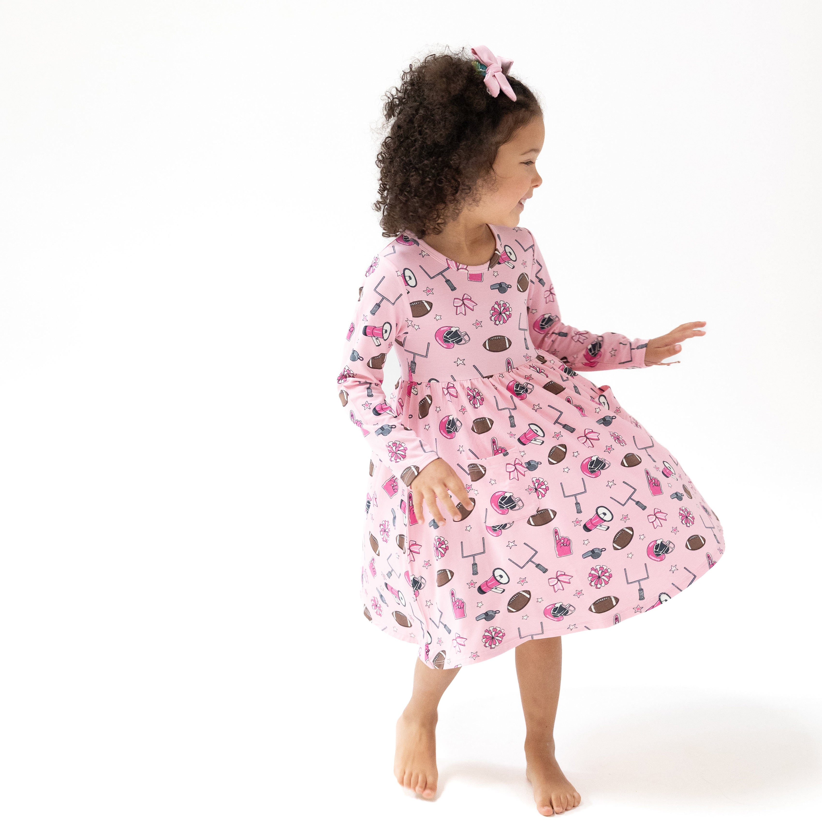 Game Day - Pink - Twirly Long Sleeve Dress