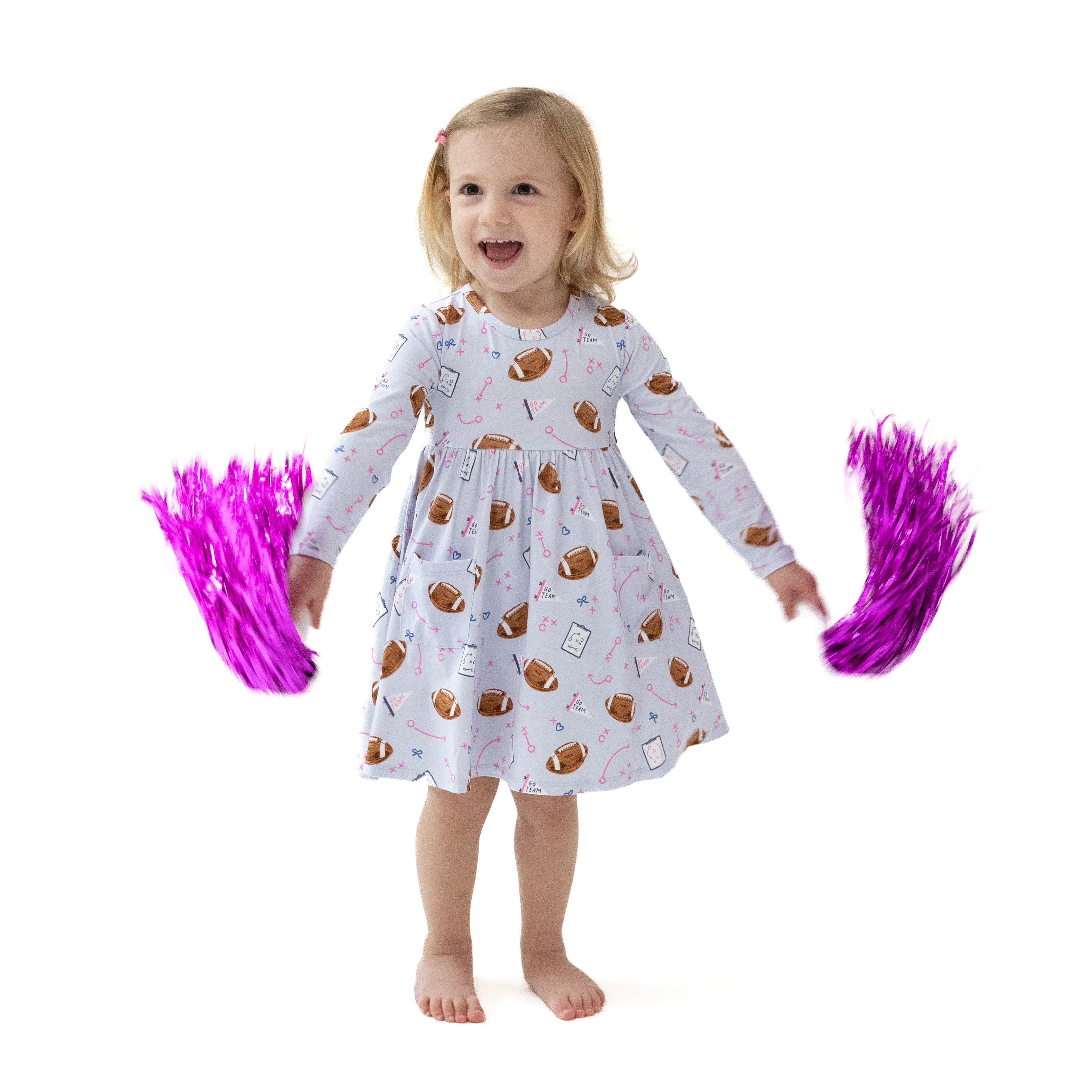 Touchdown Time - Lavender - Twirly Long Sleeve Dress