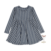 The Printed Long Sleeve Dress -  Linear Stem