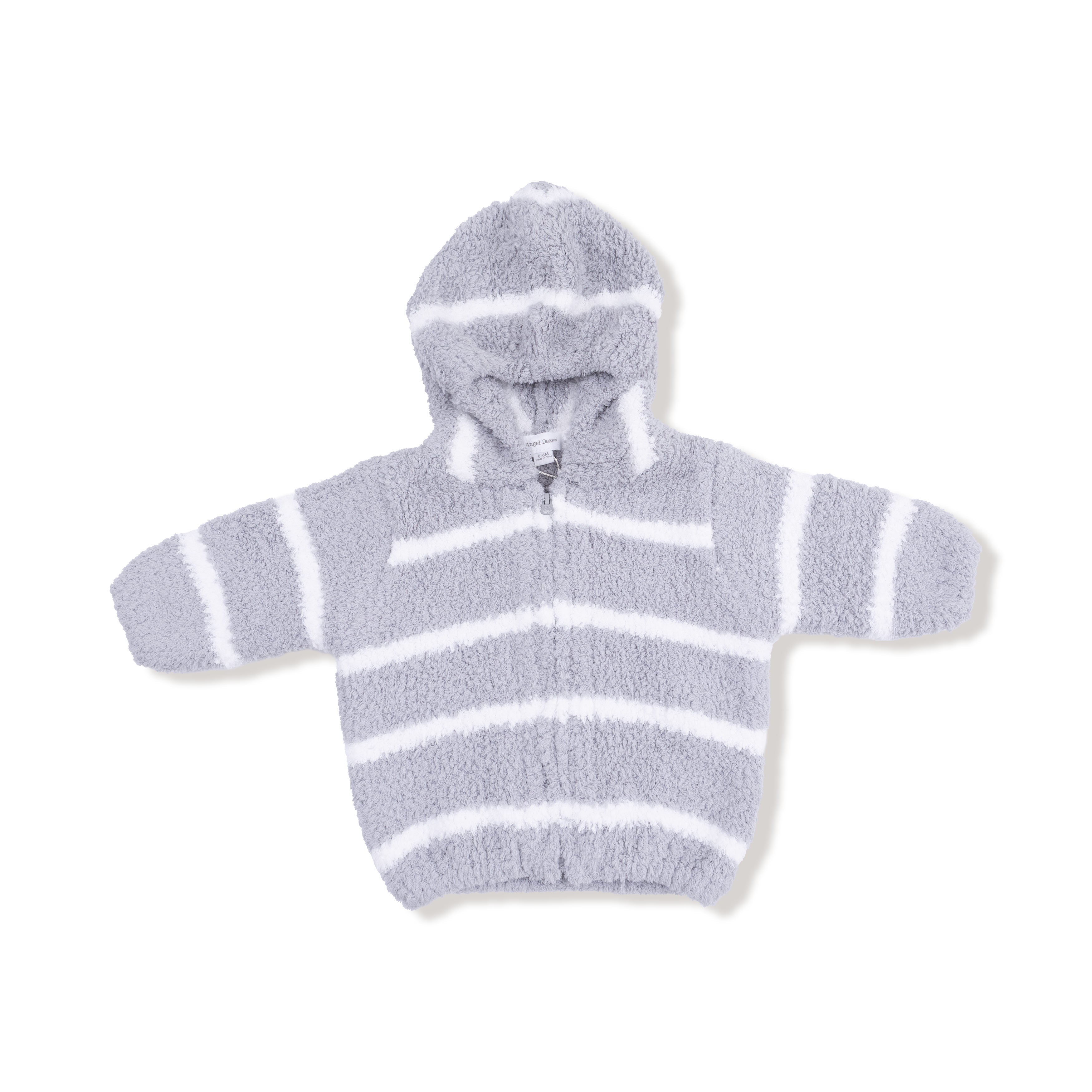 Chenille - Grey & Ivory Stripe Hooded Jacket