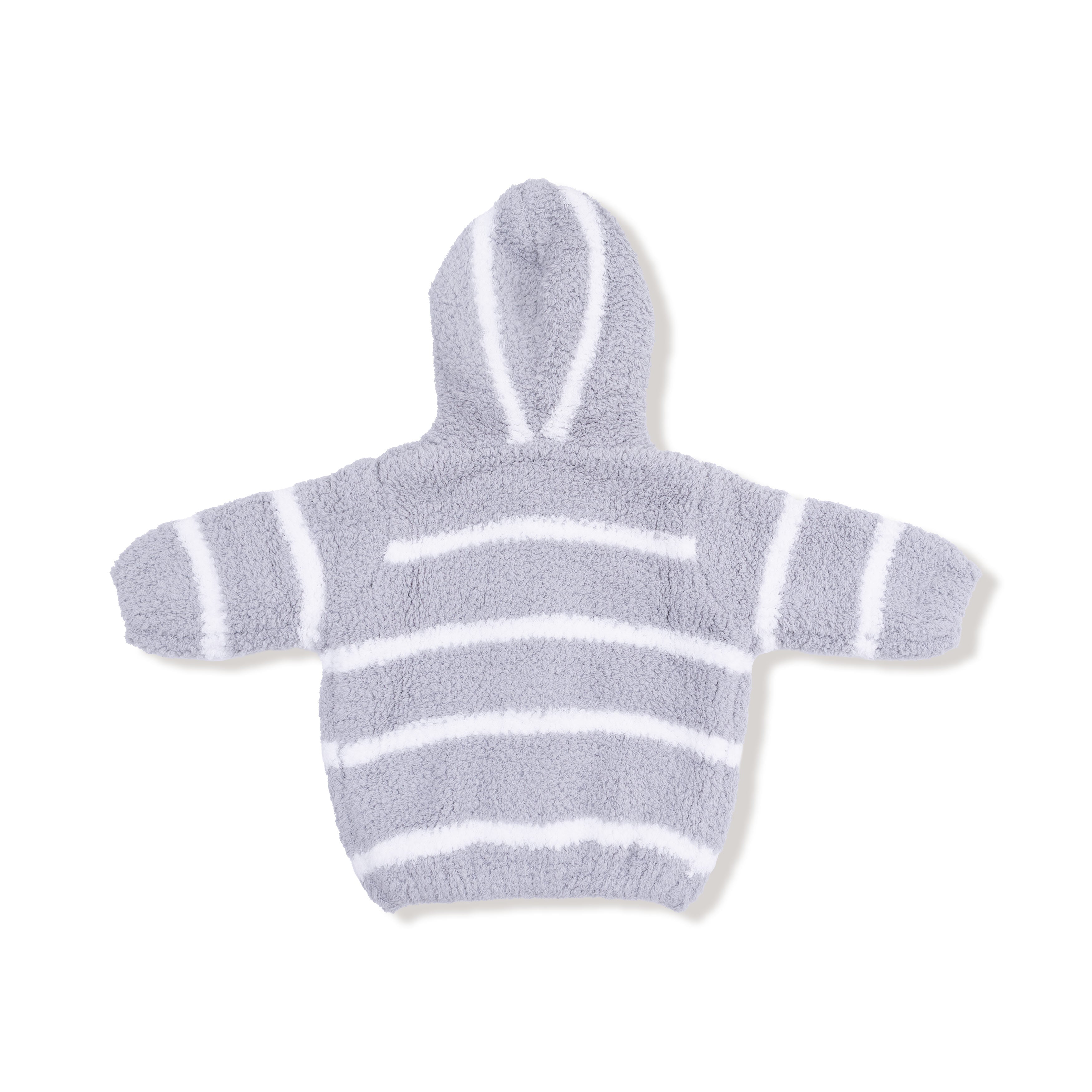 Chenille - Grey & Ivory Stripe Hooded Jacket