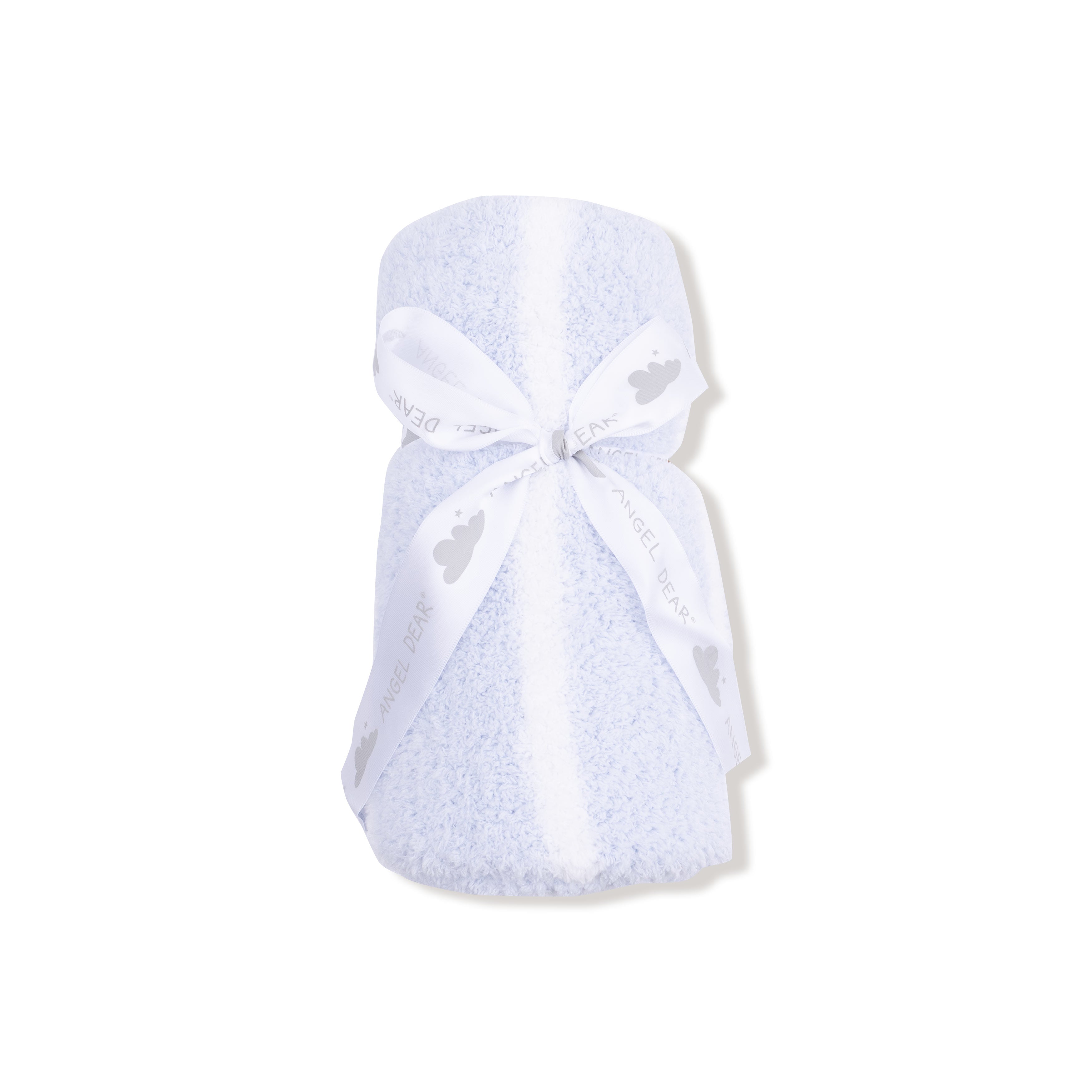 Chenille - Light Blue & Ivory Stripe Stroller Blanket