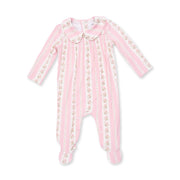 Antoinette Stripe - Smocked Peter Pan Snap Footie