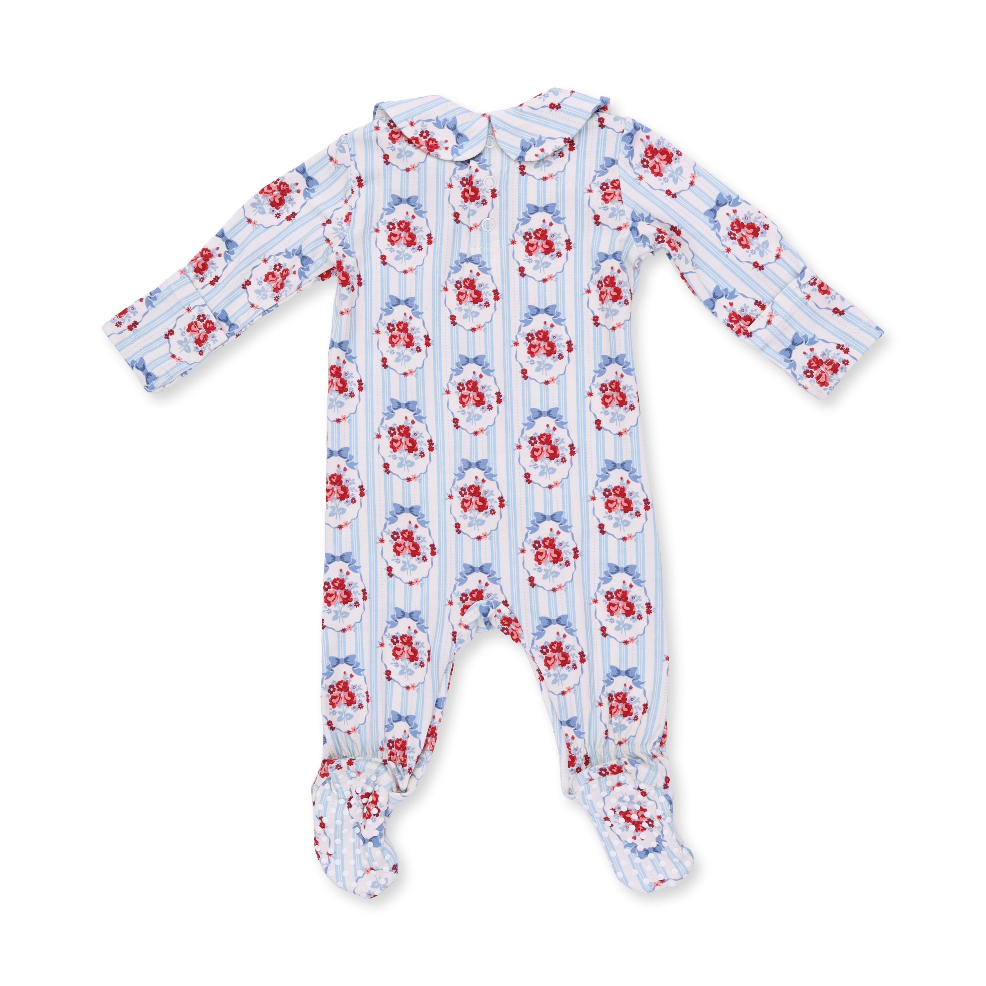 Beverly Cameo Stripe - Smocked Peter Pan Snap Footie