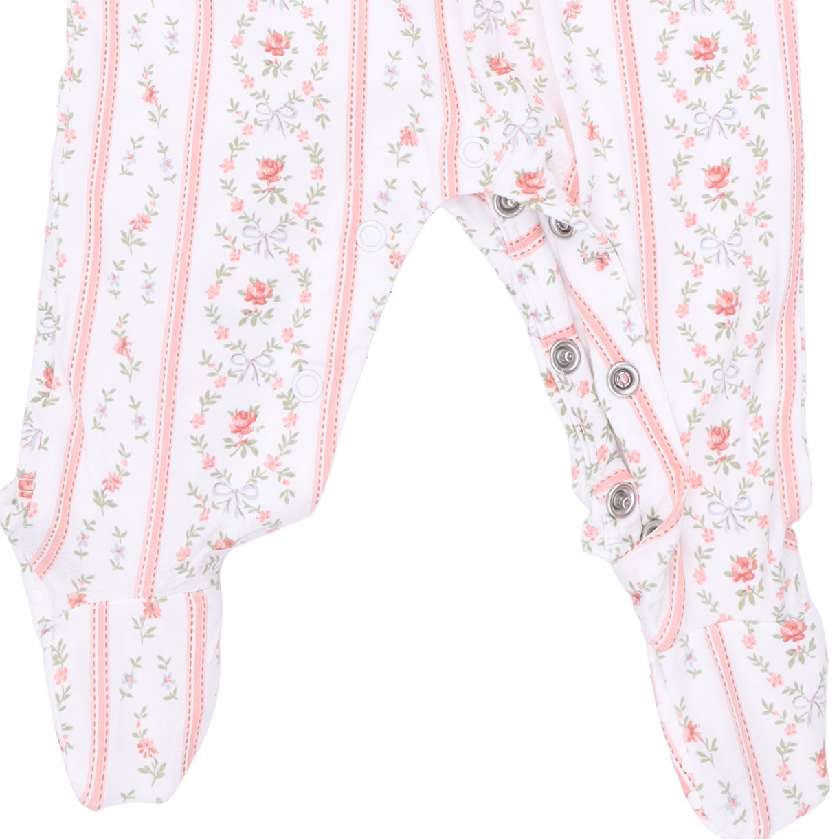 Marnie Rosebud Stripe - Smocked Peter Pan Snap Footie