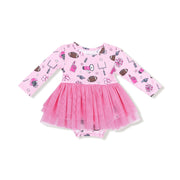 Game Day - Pink - Long Sleeve Tutu Bodysuit