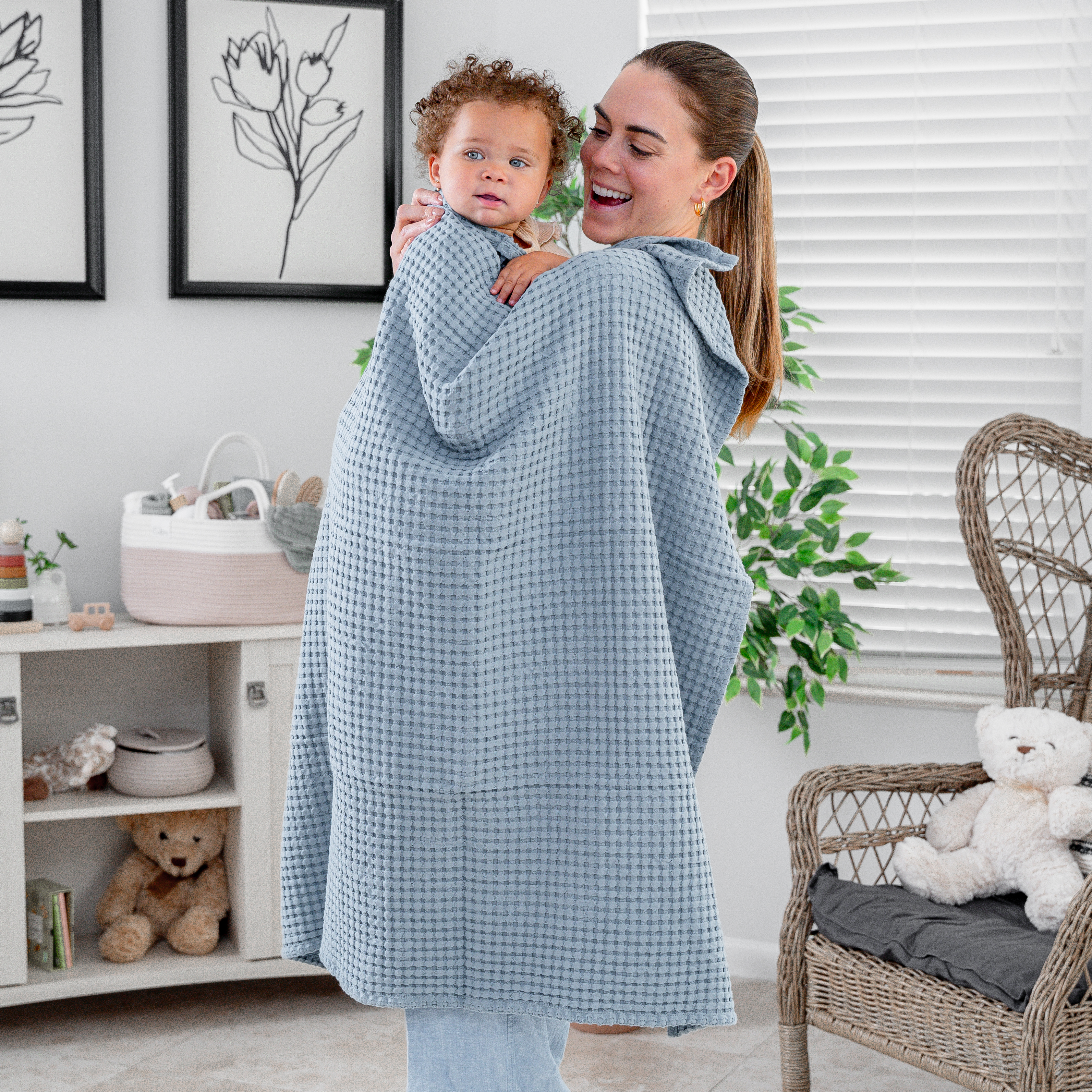 Baby Waffle Blankets in Pacific Blue
