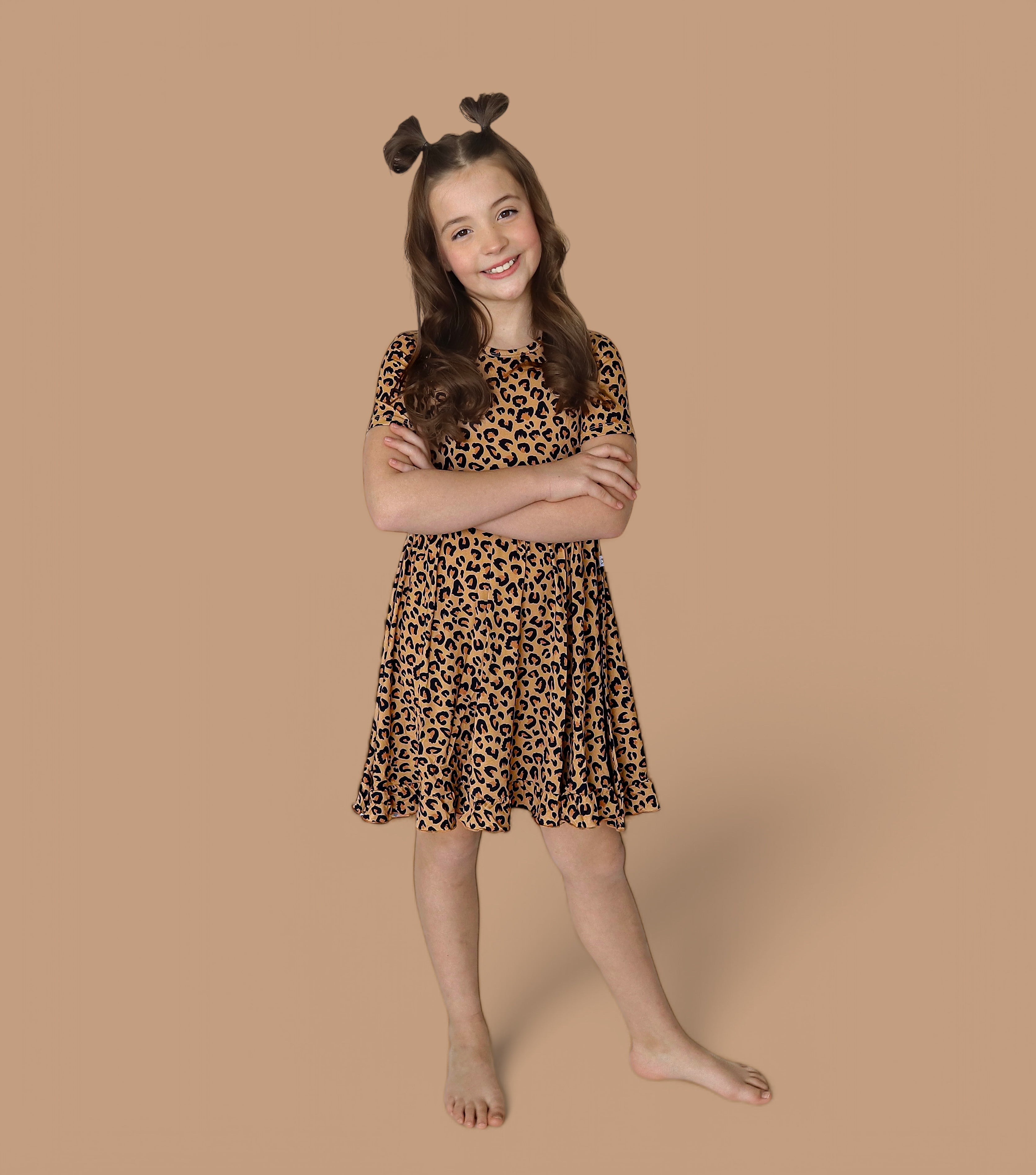 LEOPARD DREAM RUFFLE DRESS