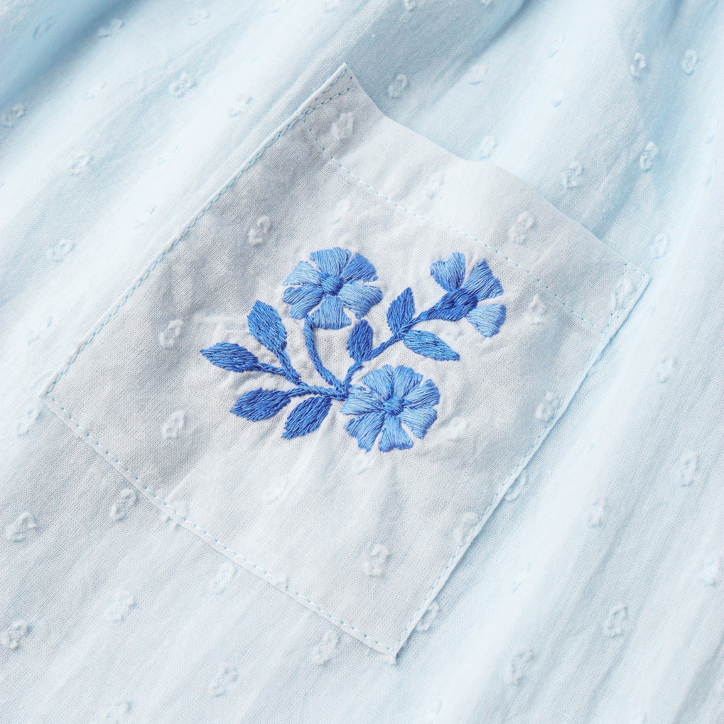 Organic Smocked Top & Shorts Set - Light Blue