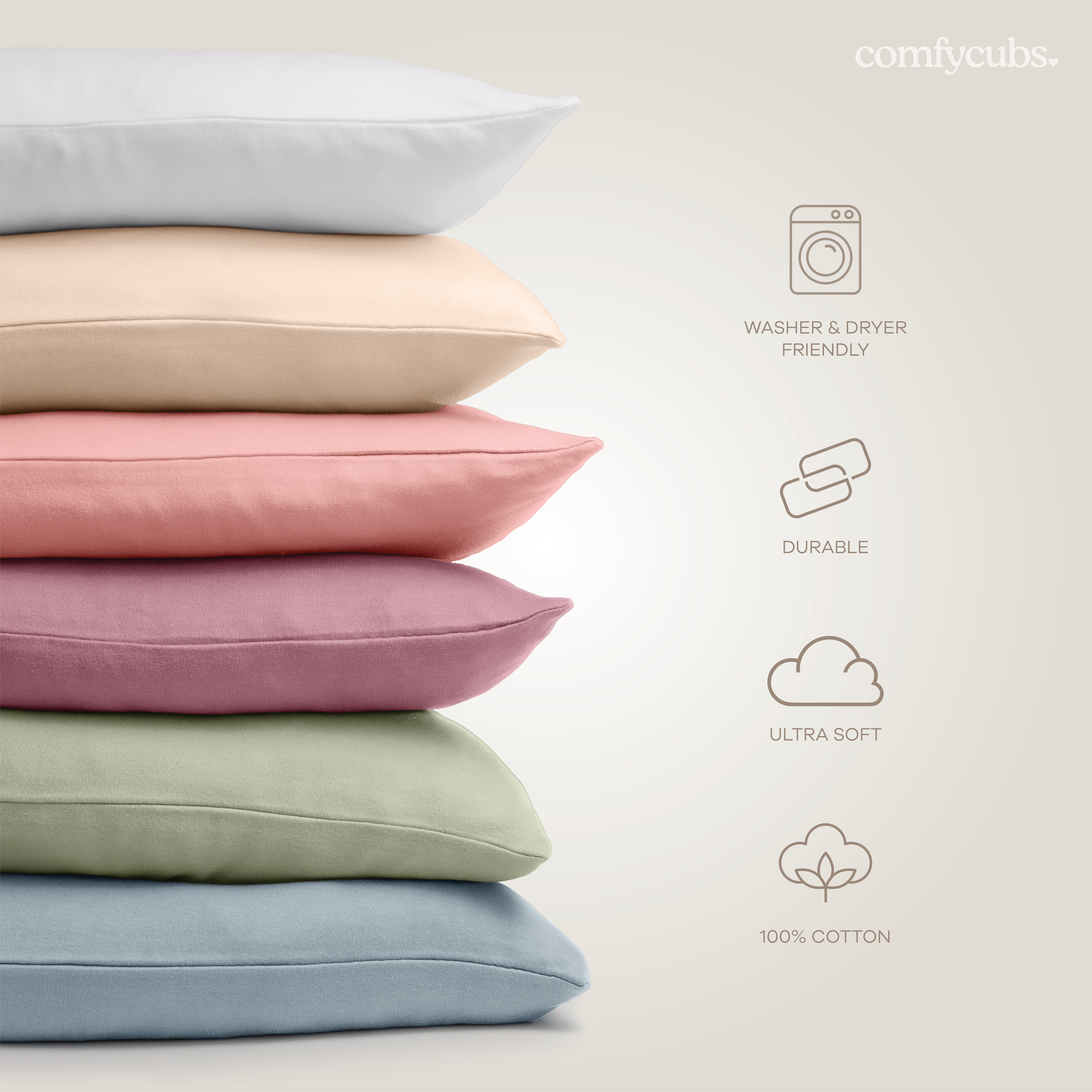 Toddler Pillows with Soft Cotton Pillow Case in Sage