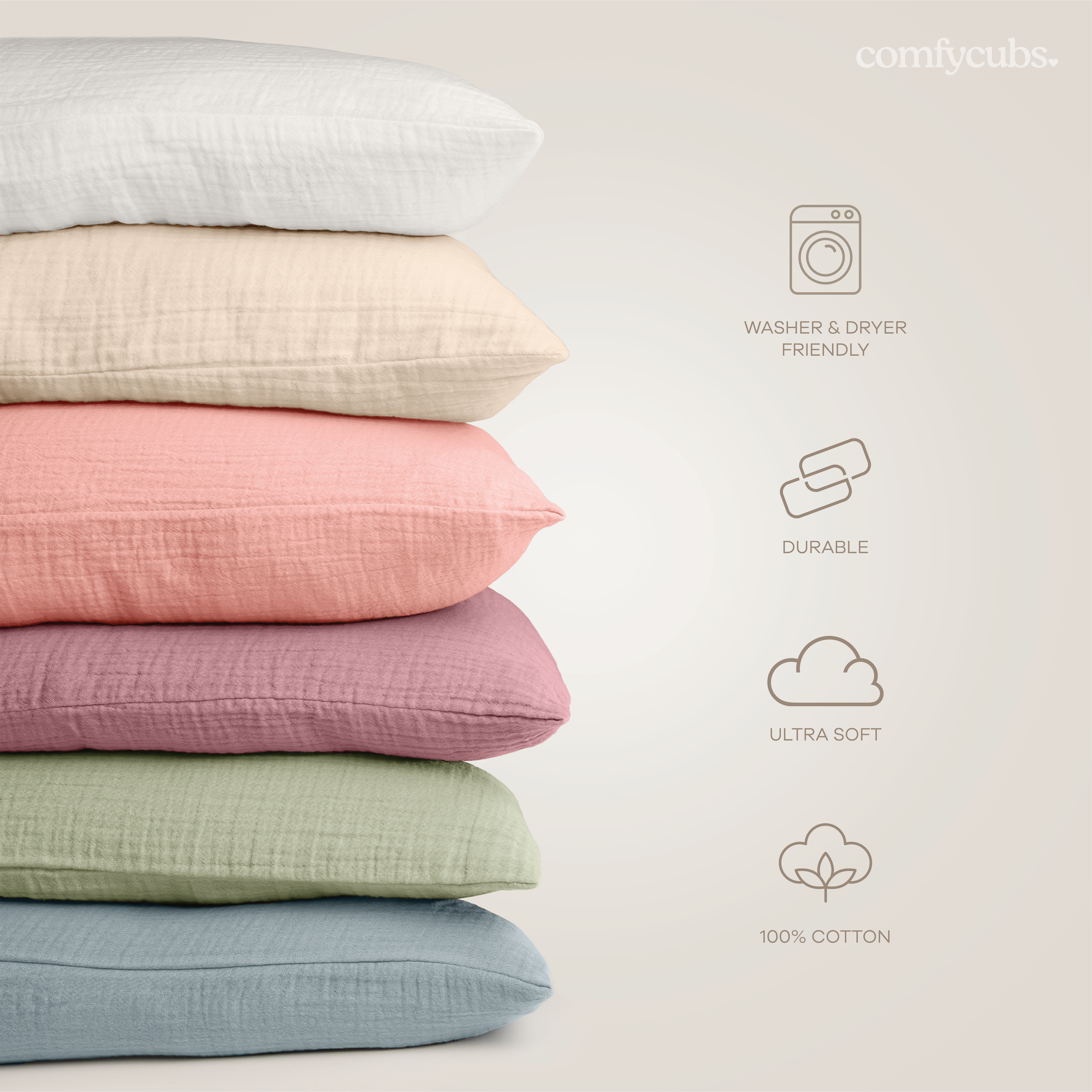 Toddler Pillows with Soft Muslin Pillow Case in White