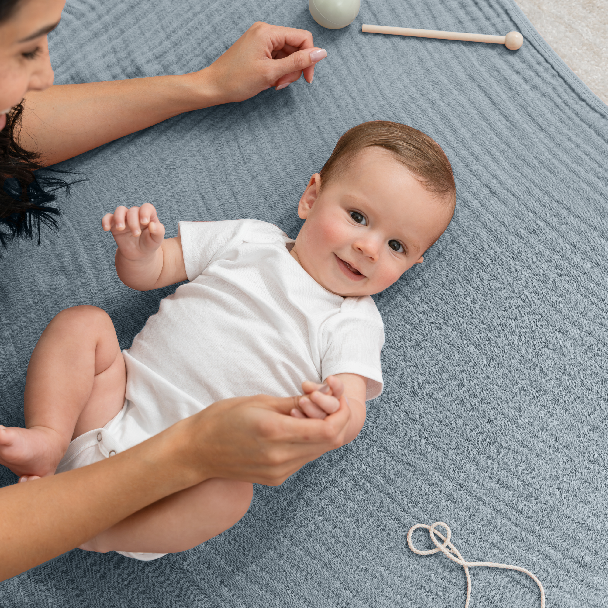 Baby Muslin Blanket in Pacific Blue