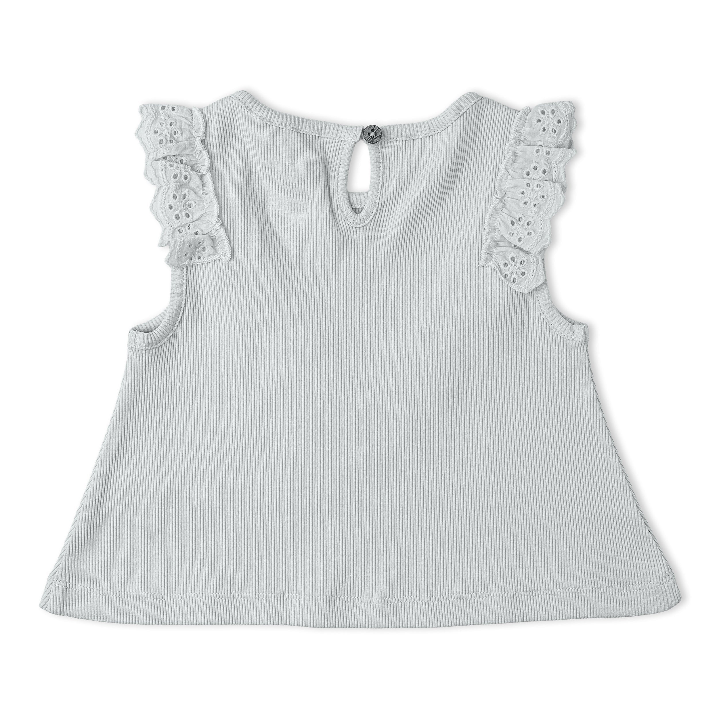Organic Ruffle Top & Shorts Set - Fog
