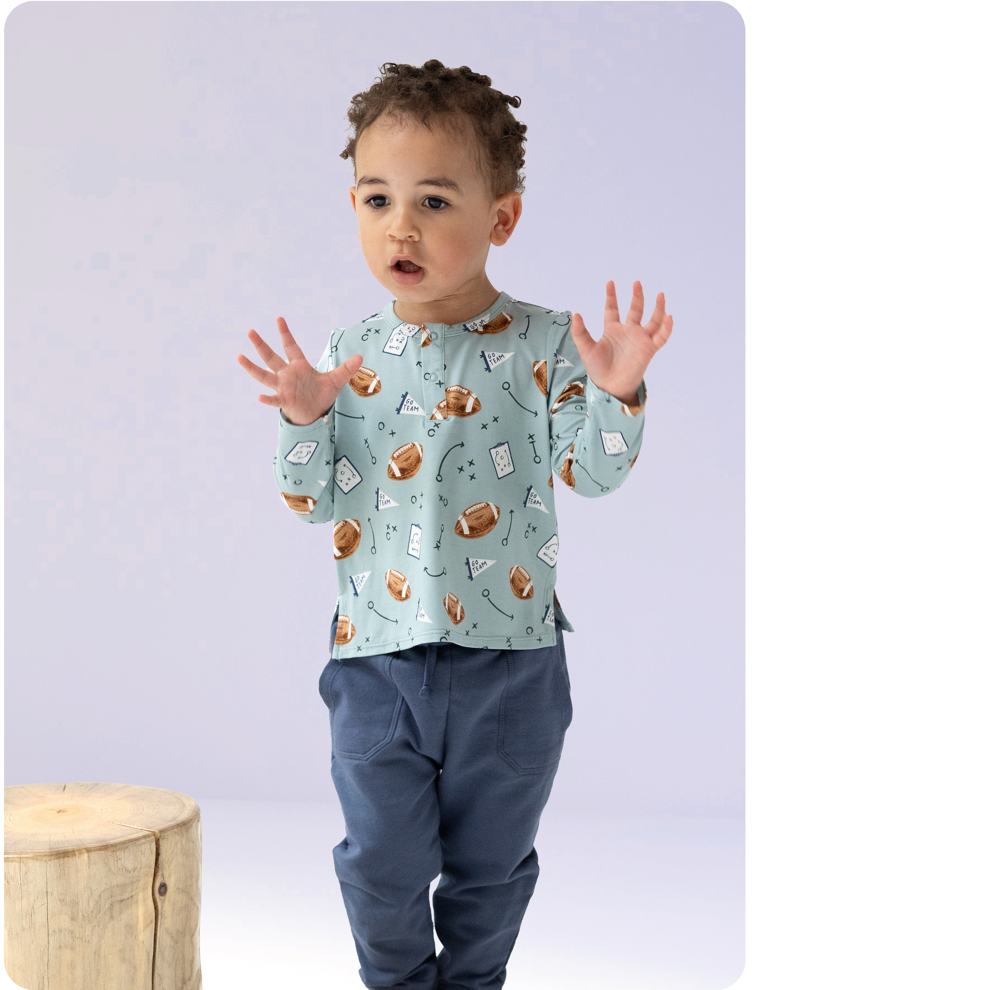 Touchdown Time - Grey Mist - Long Sleeve Henley