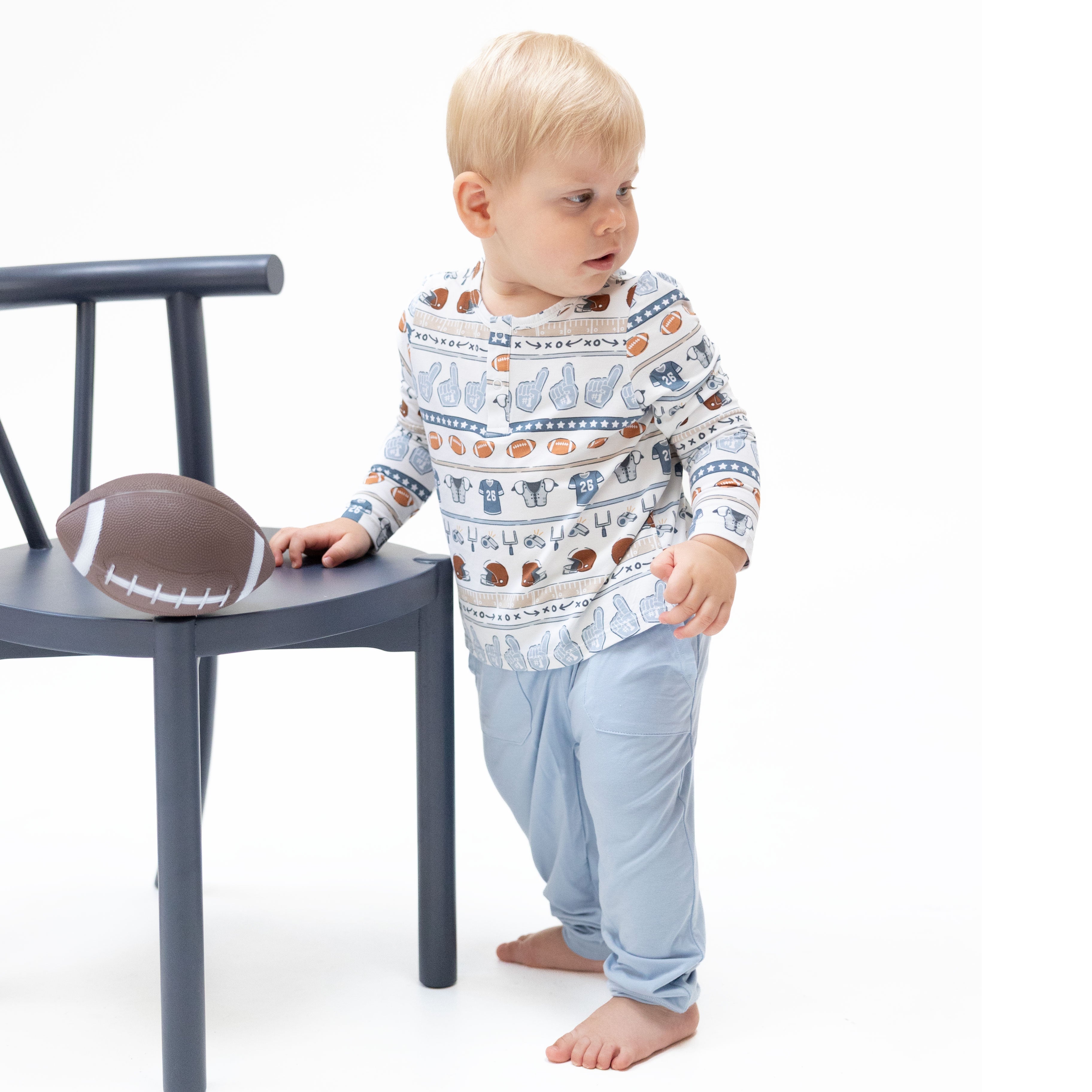 Football Stripe - Long Sleeve Henley and Jogger