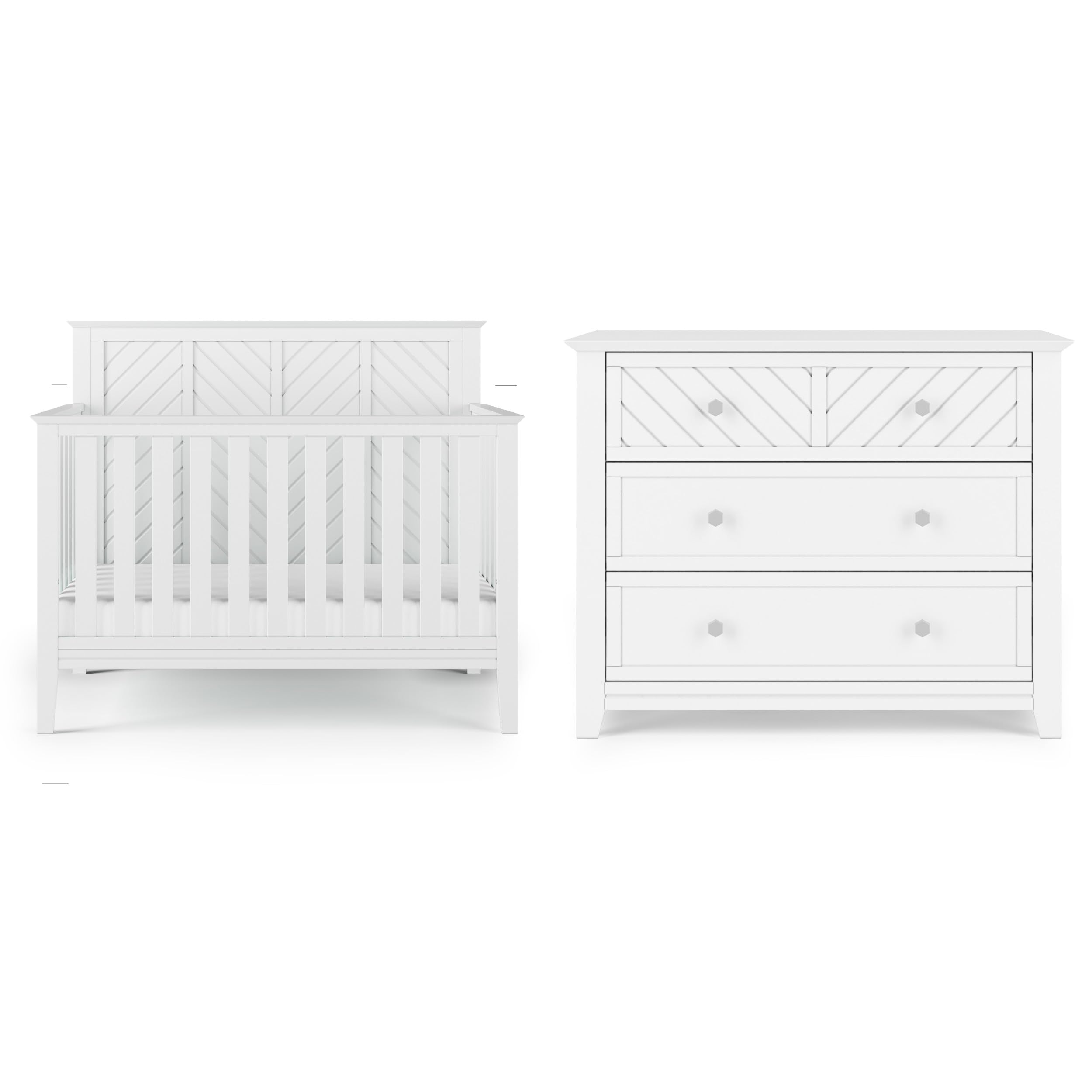 4-in-1 Convertible Crib and Dresser Nursery Set