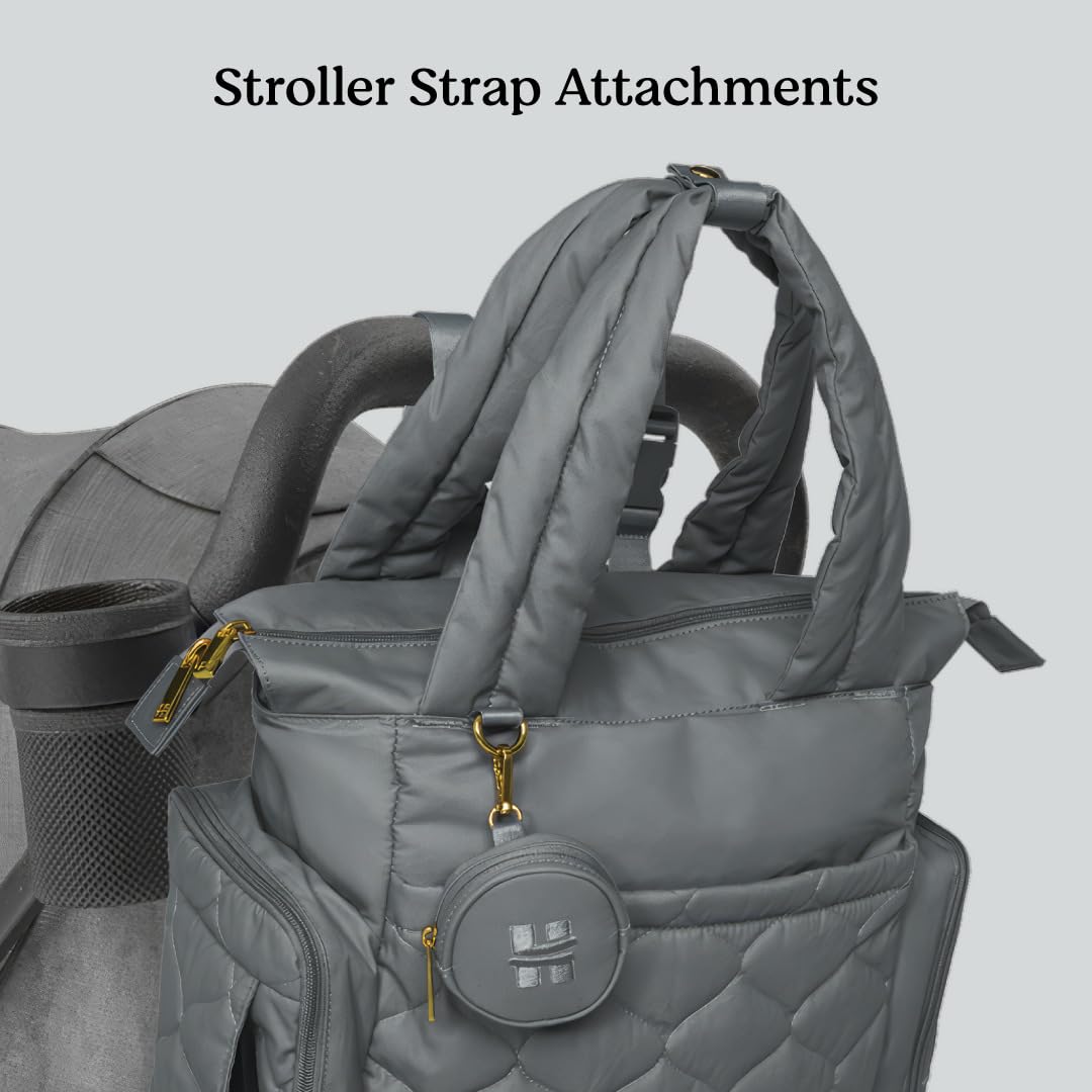 Cozy Hugpack Tote Diaper Bag, Black Quilted