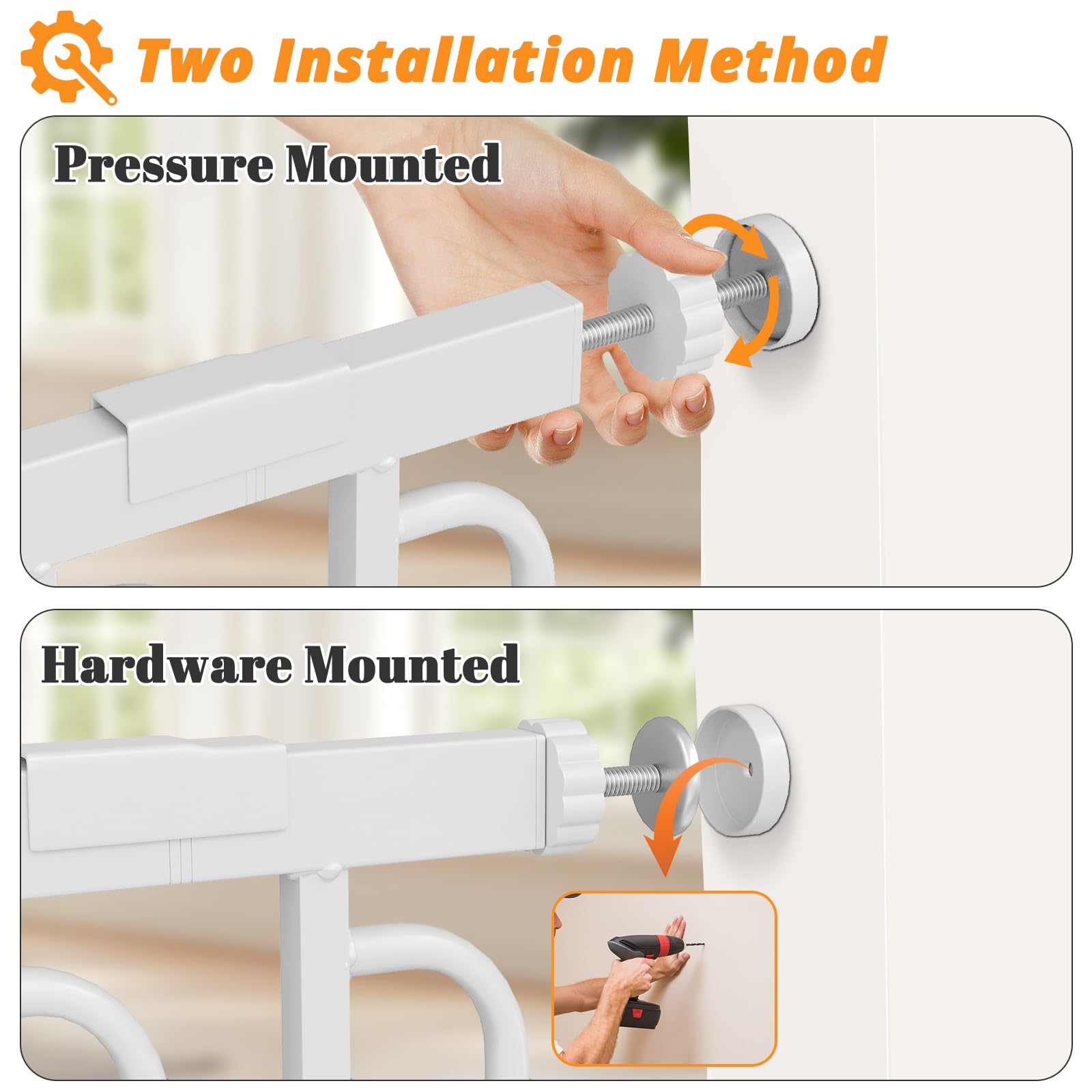 Extra Wide Pressure Mounted Baby Gate with Door