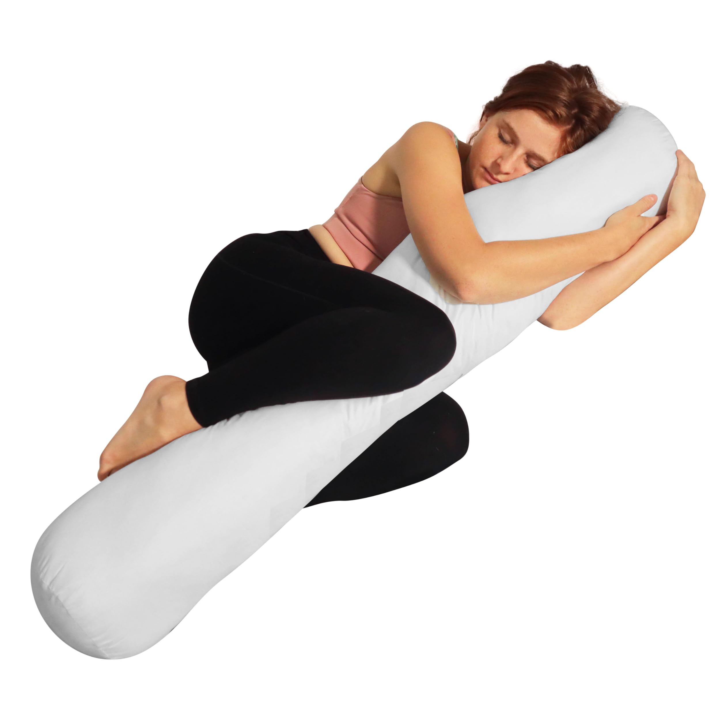 8” x 48” Round Body Pillow - Adjustable Bolster Pillow for Bed