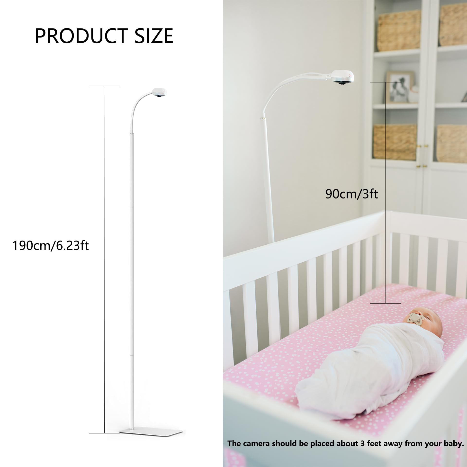Luna 2.4GHz WiFi Baby Camera Monitor & Floor Stand, Sensor-Free Infant Breathing Monitor, Smart AI Monitoring, Sleep Tracker, Crying Detection, Night Vision, 2-Way Audio, Newborn Essentials