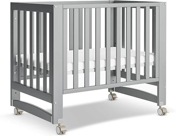 Baby Crib, 6 in 1 Convertible Mini Crib with Wheels, 100% New Zealand