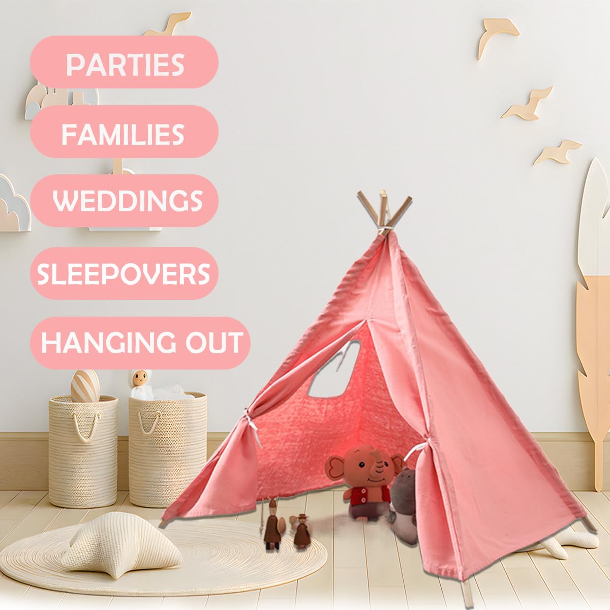 Kids Teepee Tent Set 6 Pack Indoor Outdoor Play Tent