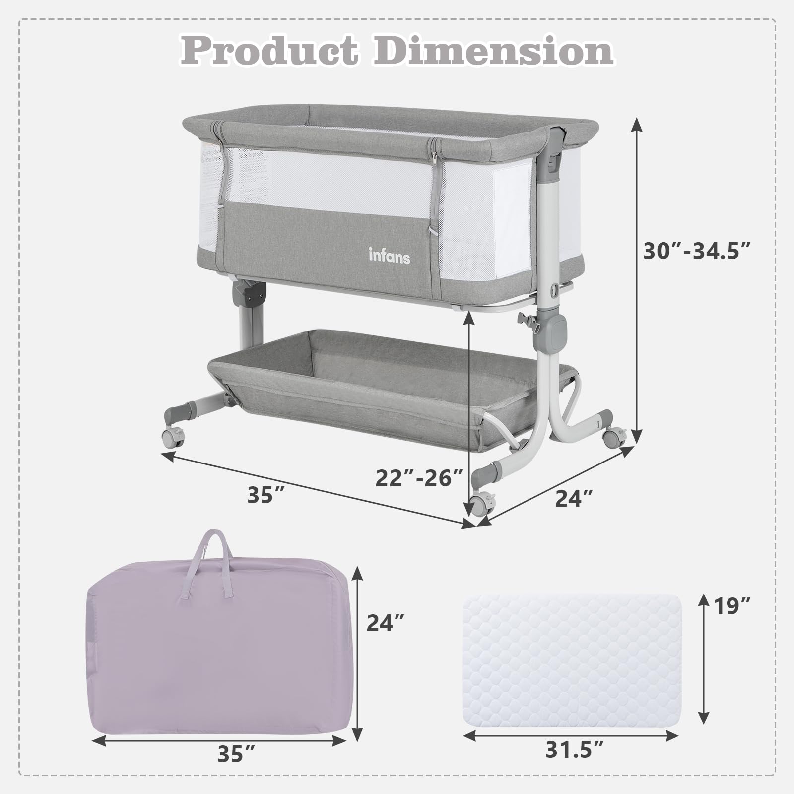 3-in-1 Convertible Baby Bassinet with Adjustable Height