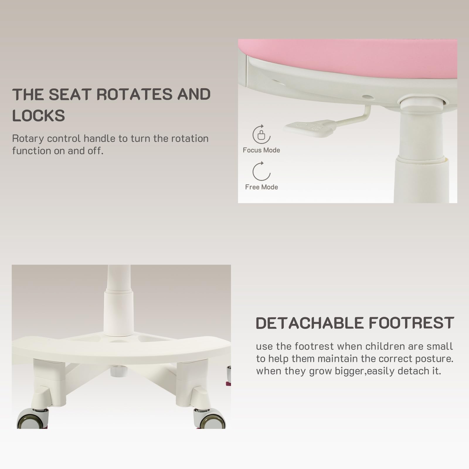 Ergonomic Kids Desk Chair with Height Adjustment and Footrest