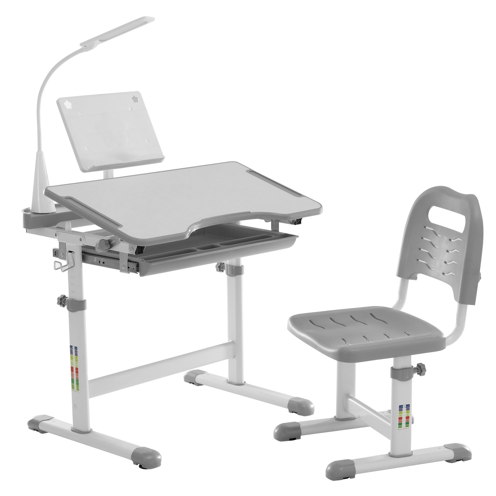 Kids Functional Desk and Chair Set, Ergonomic Height Adjustable