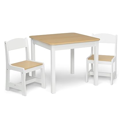 MySize Kids Wood Table and Chair Set (2 Chairs Included)