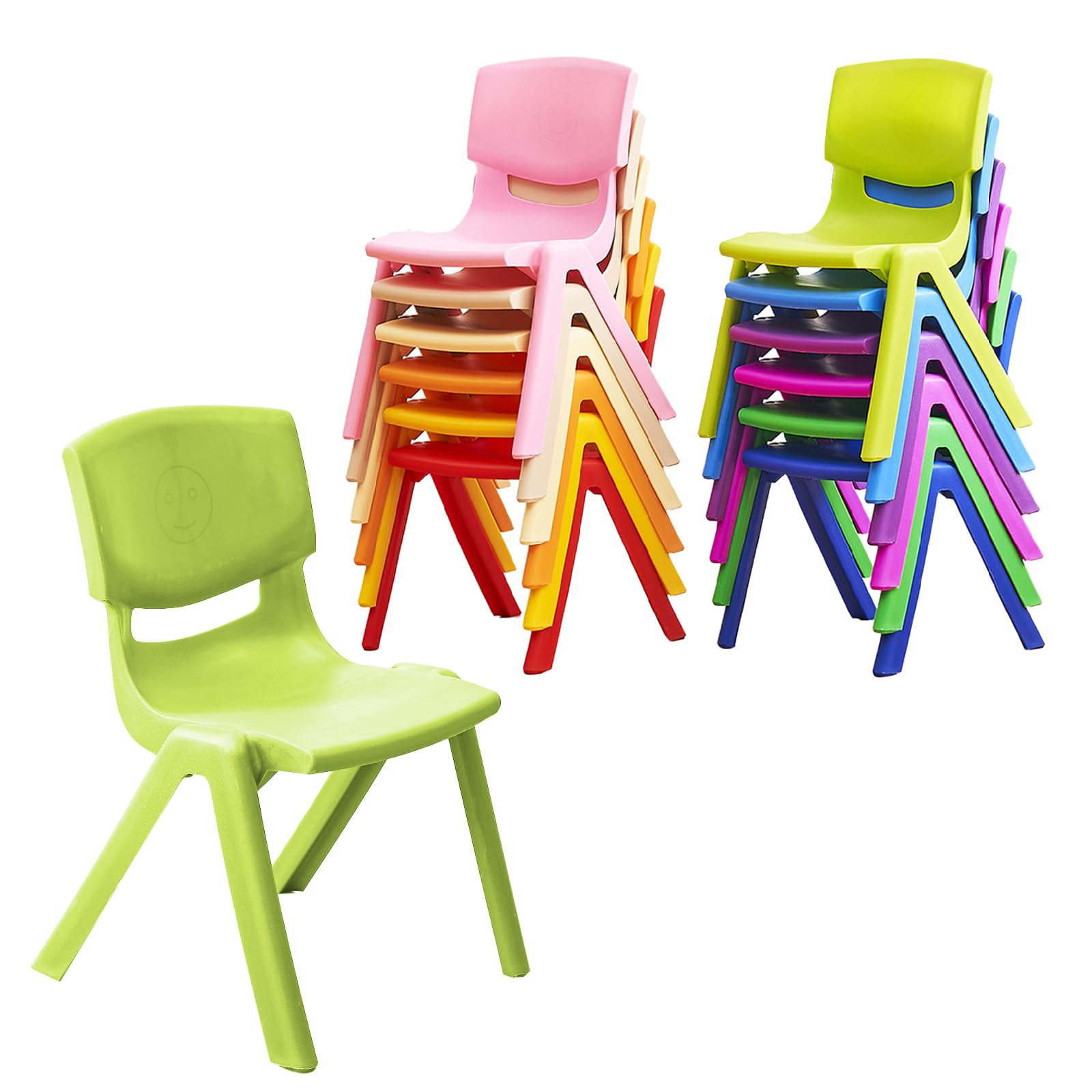 Stackable Kids Chairs 12-Pack with 11 Inch Seat Height