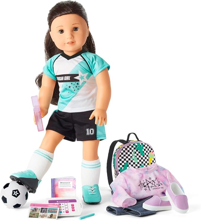 Truly Me 18-inch Doll 27 & School Day to Soccer Play Playset with Supplies, Uniform