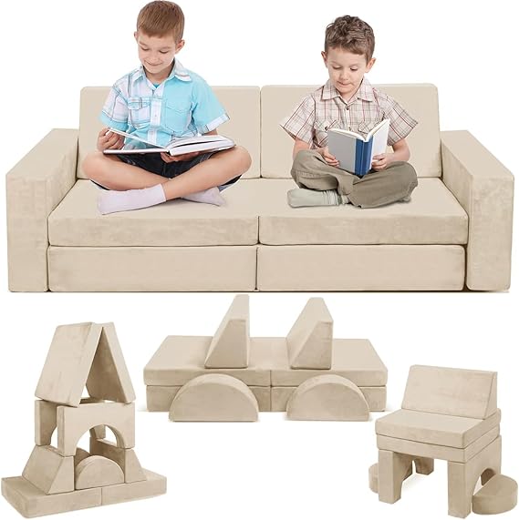 Modular Kids Play Couch, 10PCS Child Sectional Sofa Imaginative Furniture Play Set