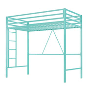 Loft Bed Twin Size with Ladder and Guardrail,Heavy Duty Metal Slats