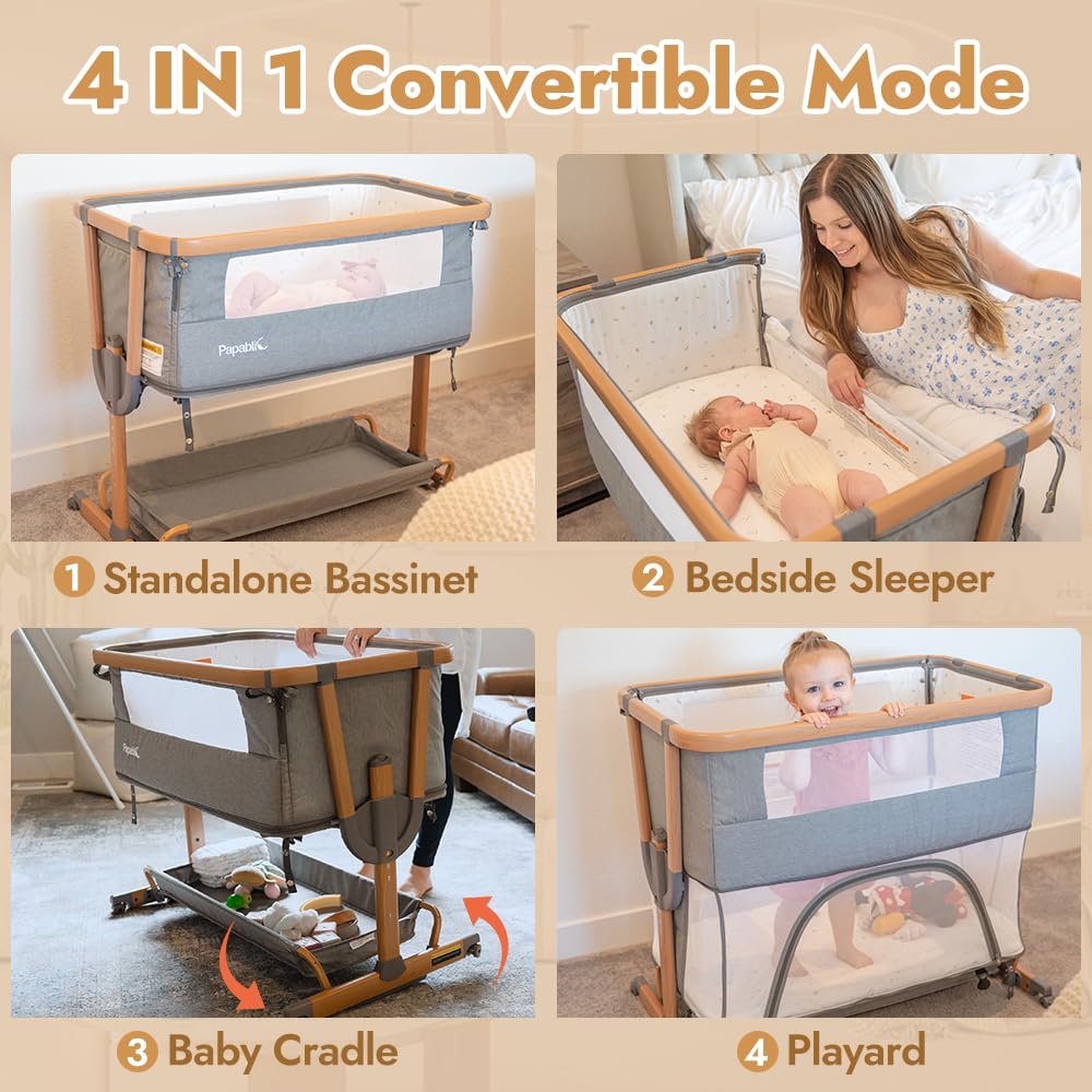 4-in-1 Convertible Baby Bassinet with Adjustable Height