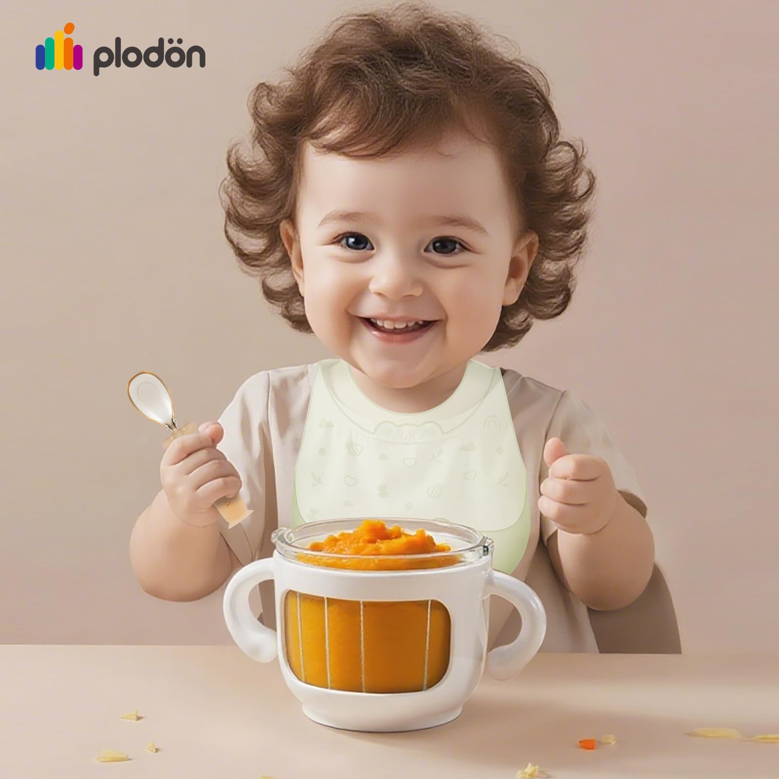 PLODON Baby Food Maker - Food Puree Processor, Fruits, Vegetables, Meats and Potatoes Mini Food Blender, Suitable for Avocados, Grapes and Strawberries Space Silver, 10 oz Gift Package