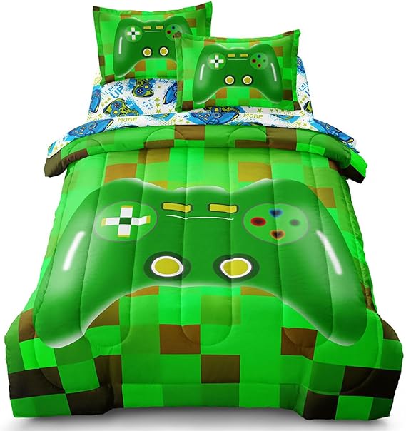 Twin Size Bed in A Bag 5 Pieces Gaming Bedding Set for Boys