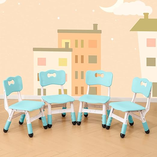 4 Piece Kids Chair Set 3 Levels Adjustable Stackable Kids Chairs Ideal