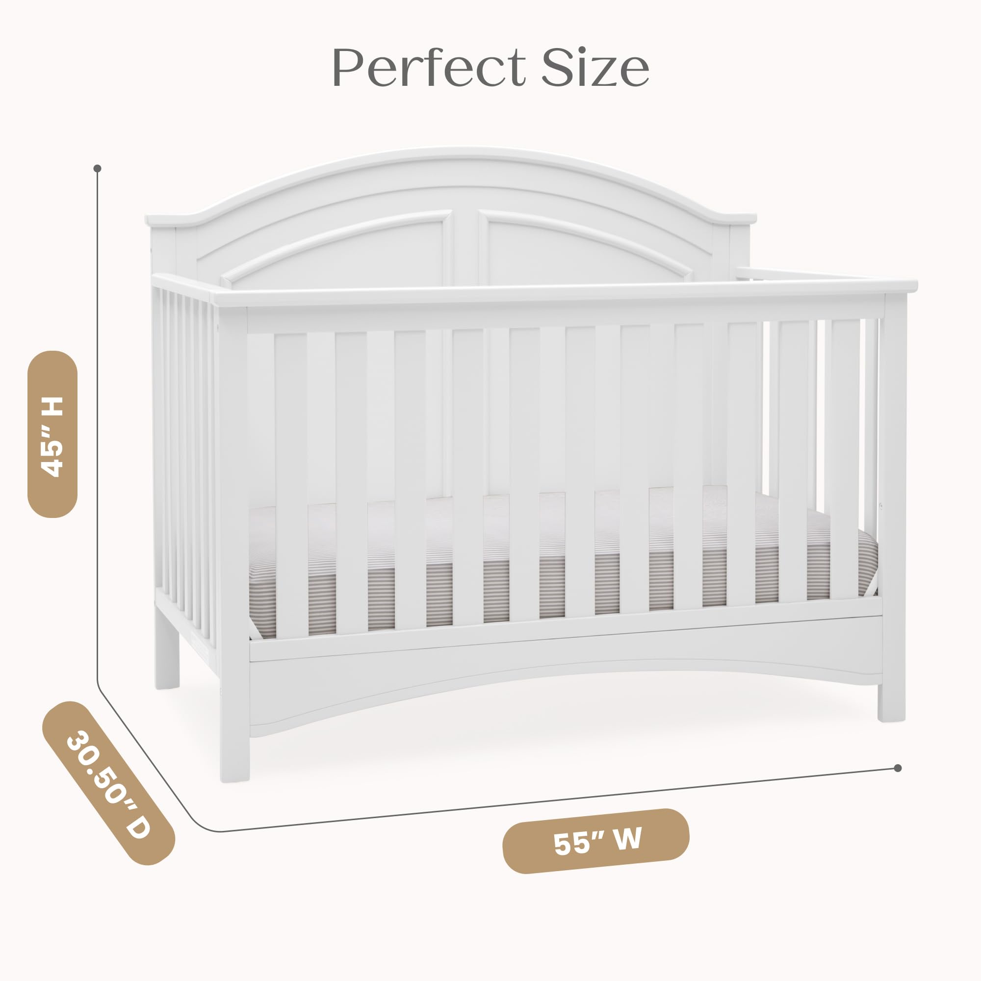 Perry 6-in-1 Convertible Crib - Greenguard Gold Certified, Bianca White