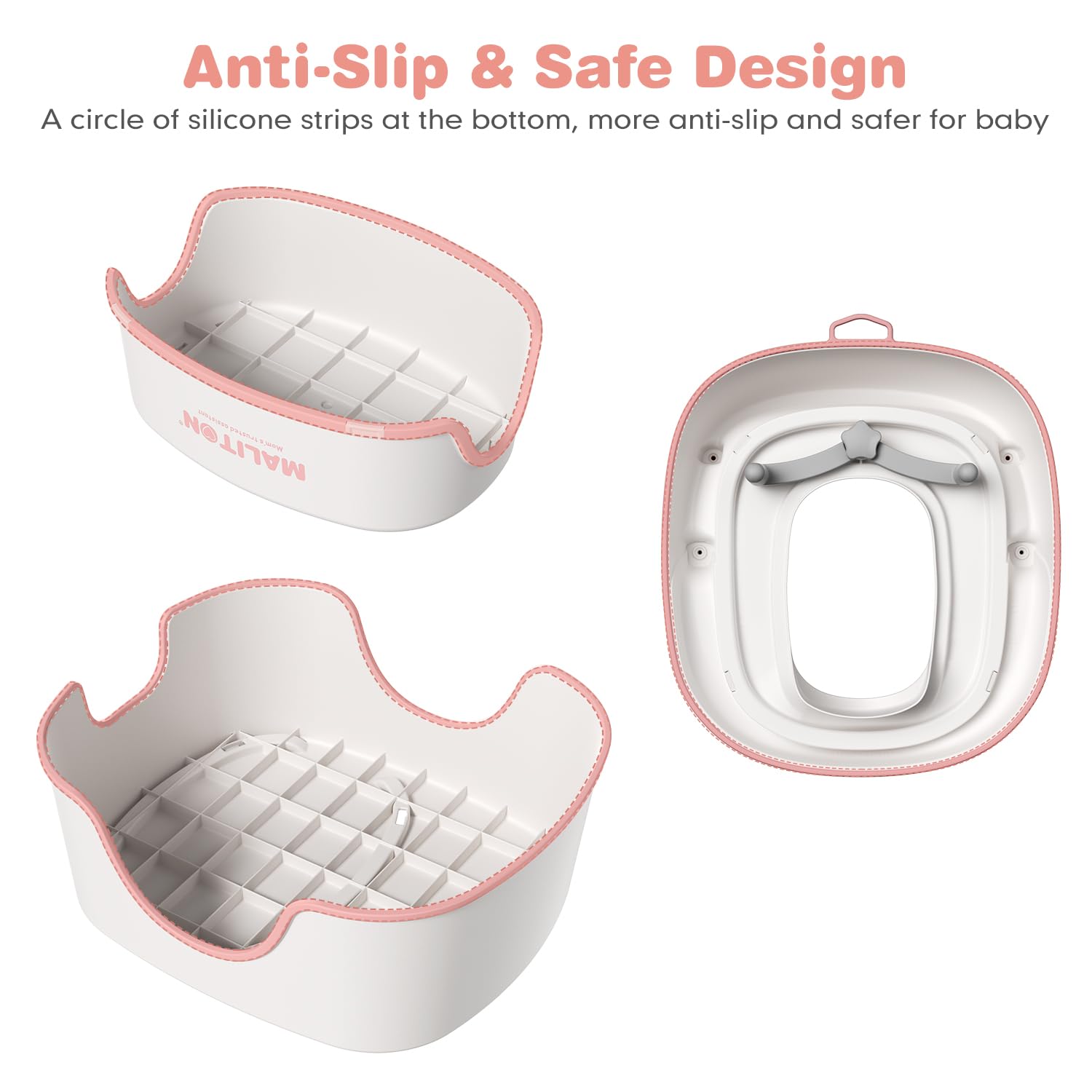 Potty Training Seat with Step Stools, Maliton Potty Training Toilet for Toddlers Girls with Splash Guard, Anti-Slip Toddler Stool for Bathroom, One Potty Seat and 2 in 1 Step Stool for Kids (Pink)