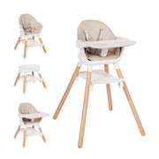 Baby High Chair, 6 in 1 Wooden Convertible High Chairs for Babies and Toddlers