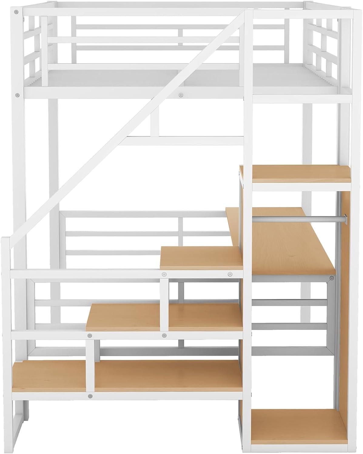 Full Loft Bed with Staircase Desk and Wardrobe