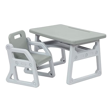 Toddler Plus Desk and Chair, Kids Furniture, Grassy Green/Light Grey
