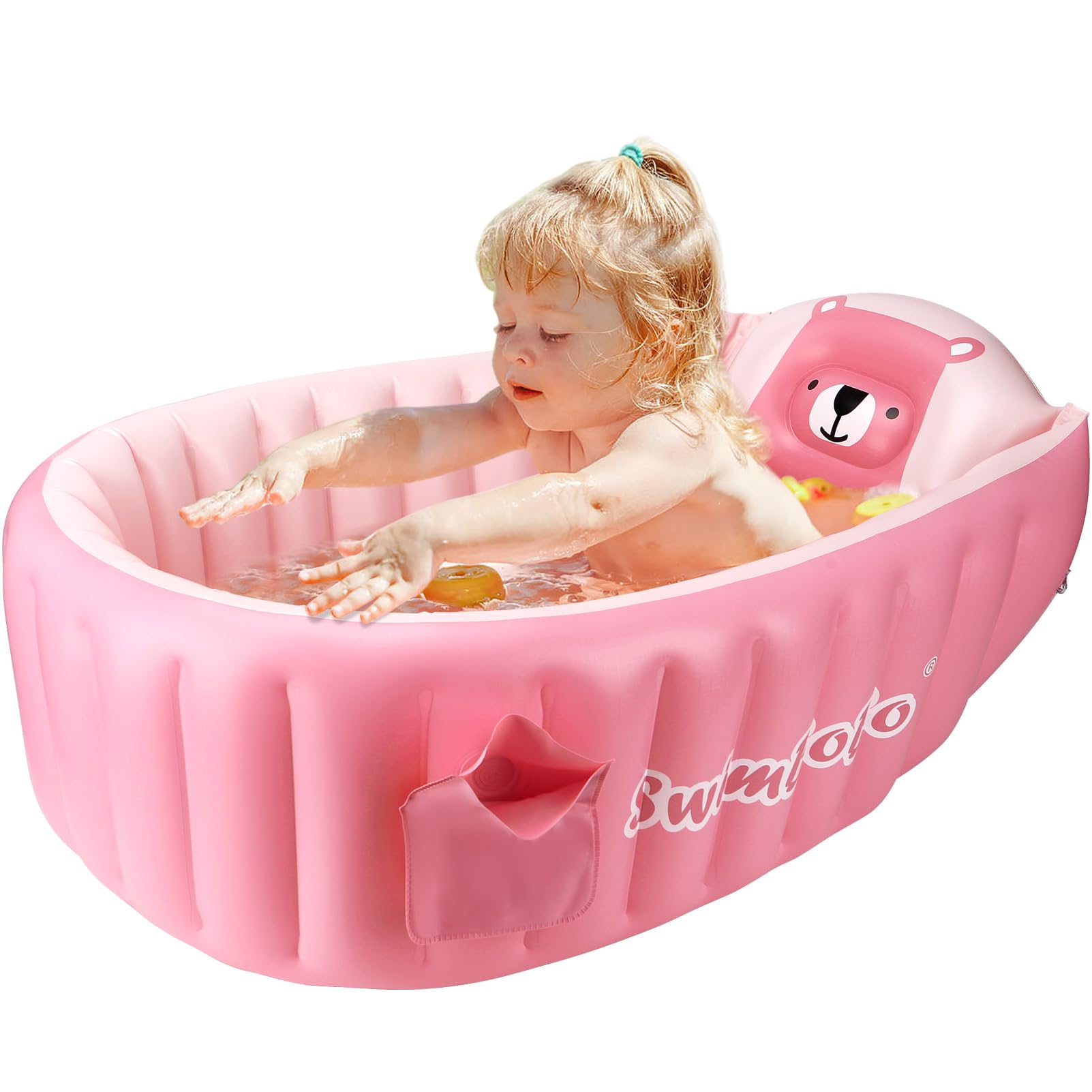 Inflatable Baby Bathtub Infant Anti-Slip Bath Seat Pool with Air Pump Travel Camping